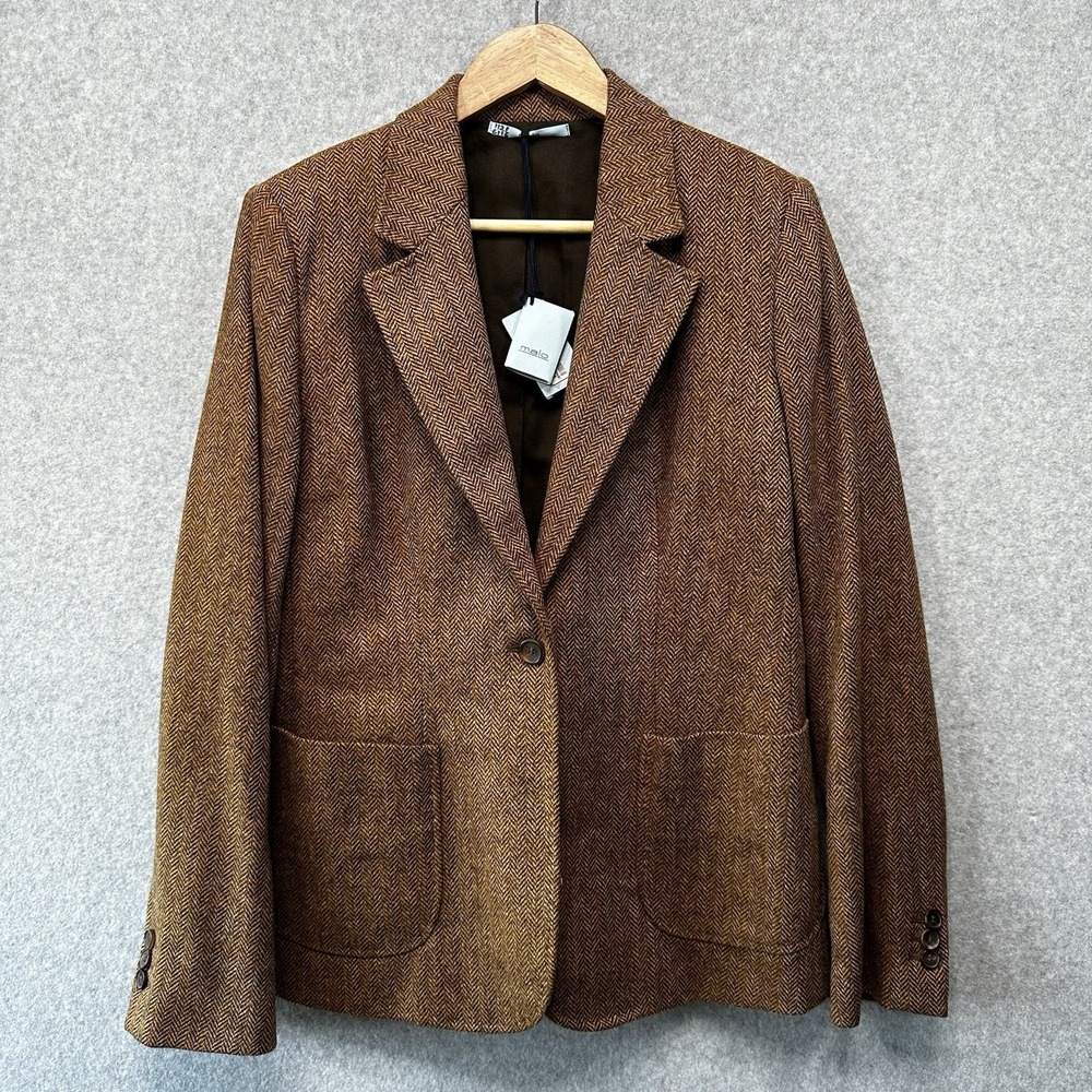 Malo Mens Virgin Fleece Wool One Button Blazer Sport Coat Herringbone 36‎ Small